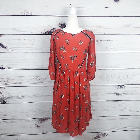 Free People Orange Embroidered Rope High Low Dress - Picture 6 of 7